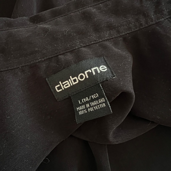 Y2K Black Velvety Claiborne Button Up Top - Picture 3 of 7